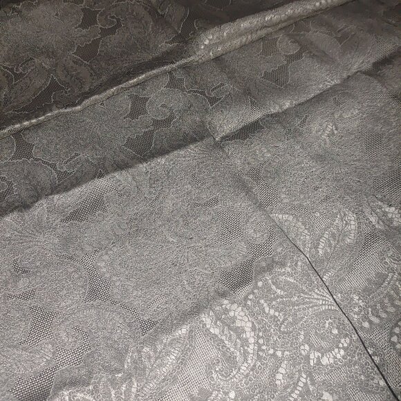 Saks Fifth Avenue Vintage Italian Paisley Silk Scarf Gray Fringed Edges 56 by 17 - Picture 11 of 11